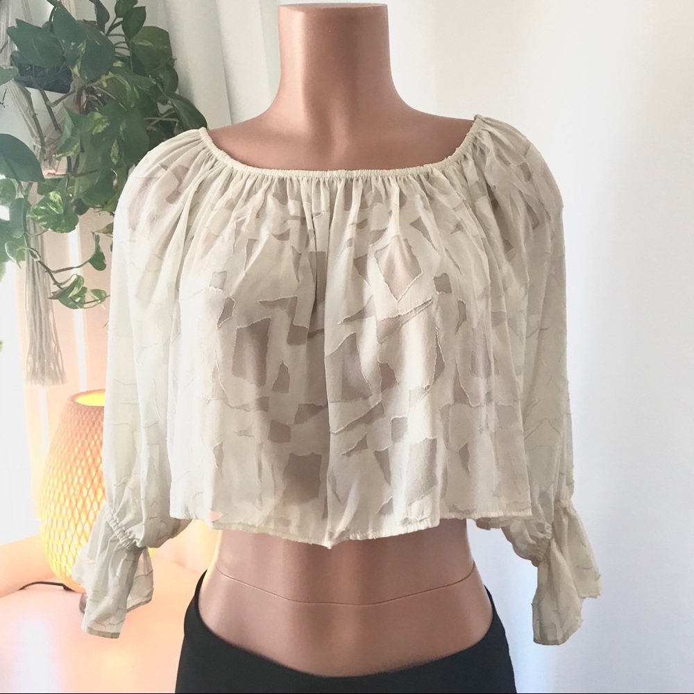 Stone Cold Fox cropped silk peasant top one size